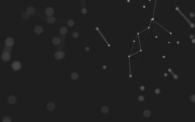 Abstract background. Molecules technology with polygonal shapes, connecting dots and lines. Connection structure. Big data visualization.