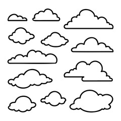 Hand draw the cloud collection. Line style illustration
