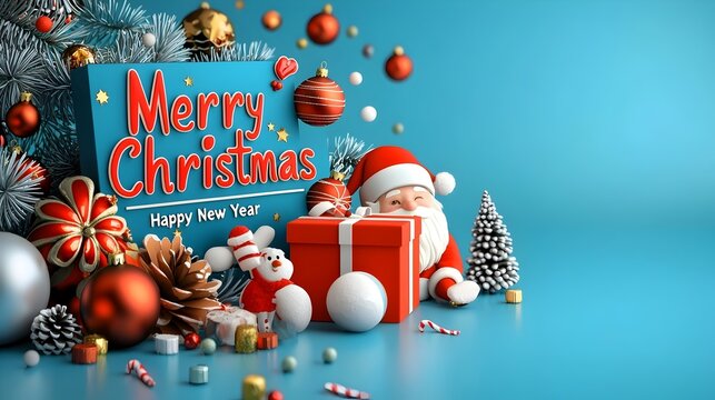 Vibrant Merry Christmas and Happy New Year greeting card design with colorful holiday typography and a festive celebratory feel  Perfect for seasonal greetings party invitations