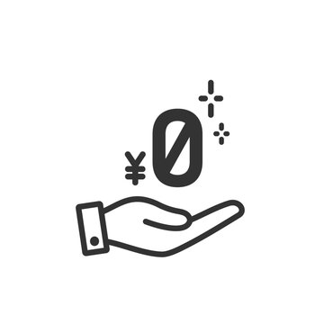 無料と手のひらのベクターアイコン2 (白黒・線画)