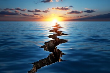 Minimalist depiction of a small crack in a smooth surface, symbolizing the acceptance of imperfections in life