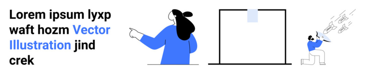 Person presenting to a whiteboard and another person sitting with ideas coming out of screen. Ideal for business meetings, team collaboration, brainstorming sessions, creative idea generation. Banner