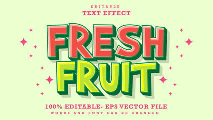 3d Minimal Word Fresh Fruit Editable Text Effect Design Template, Effect Saved In Graphic Style