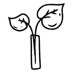 Hand drawn doodle vector of plant and flower shapes in a cute vase, editable for all your graphic needs.