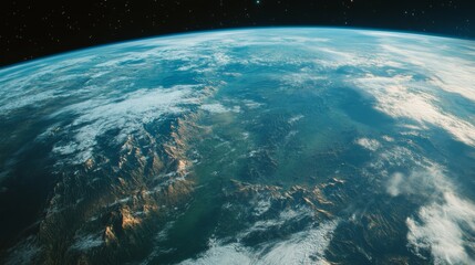 Fototapeta premium A green earth seen from space, highlighting its natural beauty,