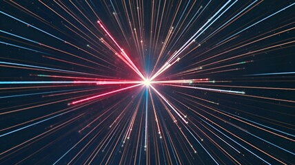 Fototapeta premium dynamic laser beam light burst with intersecting lines, symbolizing futuristic technology and advanced visuals 