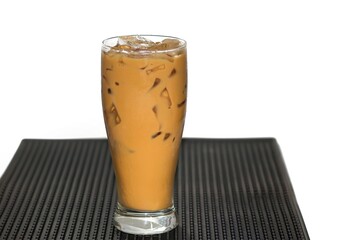 Espresso ice coffee put on white background with isolated style.