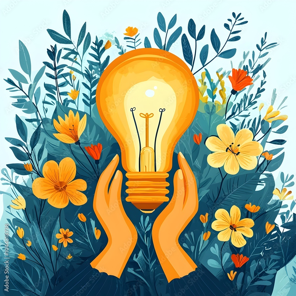 Poster hands creatively shaping a lightbulb representing the concept of idea creation and innovation in a f