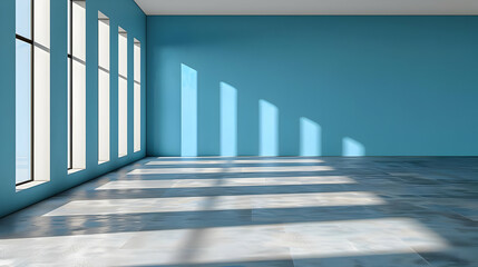 Obraz premium Empty Room With Windows and Sunlight 3D Rendering