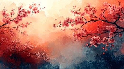 Exquisite abstract background inspired by Japanese aesthetics, with flowing textures and balanced traditional color palette.