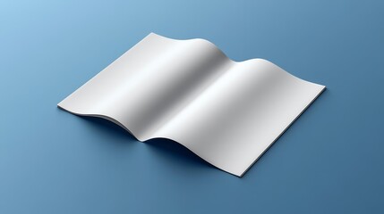 Elegant trifold brochure mockup with smooth curves on a clean blue background ideal for showcasing design projects or business presentations in a professional manner. Generative AI