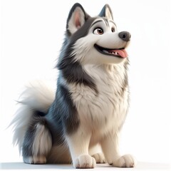 Cute Alaskan Malamute Cartoon Vector Icon
