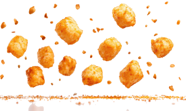  Tater tots flyin on transparent background