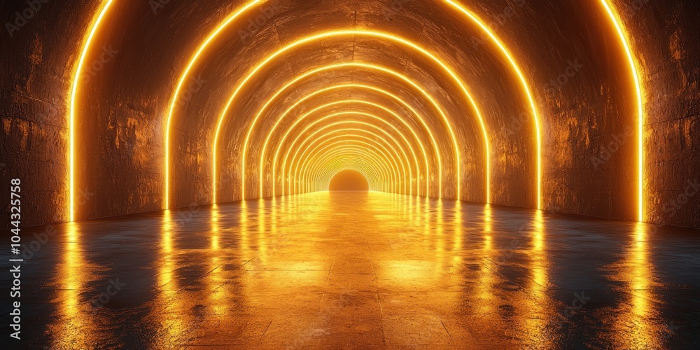 Poster golden arches: a glowing tunnel of light and reflection
