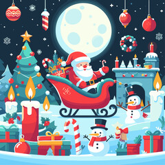Flat Vector merry christmas celebration background illustration