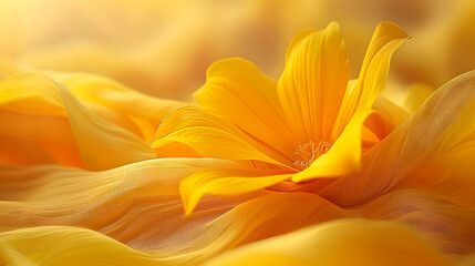 Obraz premium Golden Flower Illustration with Soft, Wavy Background