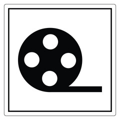 Black and White Film Reel Icon Design