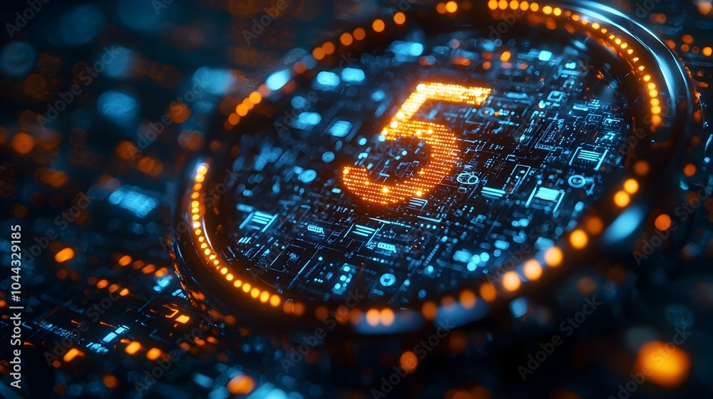 Poster sleek 5g wireless alarm clock with futuristic technology elements the clock face shows high speed da
