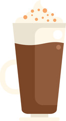 This vector illustration features a tall glass of irish coffee, complete with whipped cream and a sprinkle of cocoa powder, perfect for festive occasions