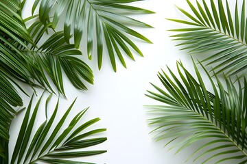 Fototapeta premium A close up of palm leaves on a white surface