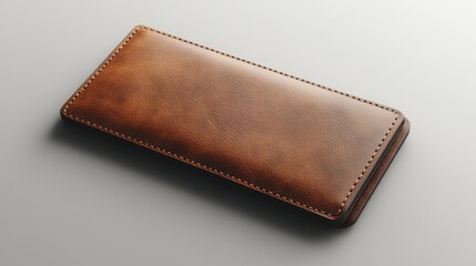 Elegant brown leather passport holder mockup on a clean white background offering a stylish and sophisticated travel accessory with a high-quality textured finish.. Generative AI