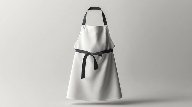 White kitchen apron mockup minimalist design isolated on a clean white background. Ideal for apparel branding product presentations and professional kitchen attire designs.. Generative AI