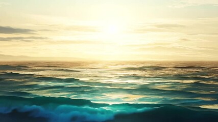 background 4k looping scene overlay video peaceful seamless dawn calm virtual sunrise beautiful animation ocean nature horizon sea sky landscape summer sun sunlight beach sunset light water orange ev