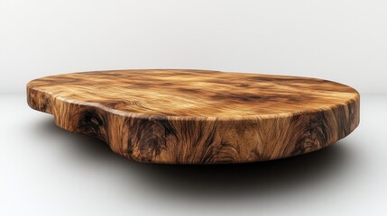 A high-end wooden stage with a polished surface, placed on a clean white background for premium products.