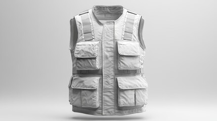 White tactical safety vest mockup isolated on clean background high-quality garment design for outdoor and professional use. Generative AI
