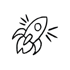 pen drawing style rocket icon illustration