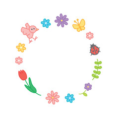 かわいい手書き風の春のイラスト　フレーム