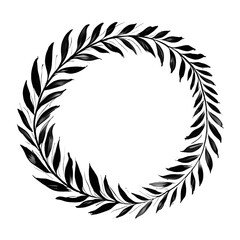 Obraz premium Wreath leaf black brush stroke on transparent background
