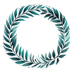 Obraz premium Wreath leaf blue brush stroke on transparent background
