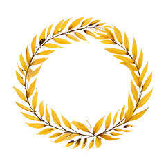 Wreath leaf yellow brush stroke on transparent background