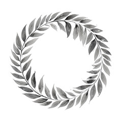 Wreath leaf black brush stroke on transparent background
