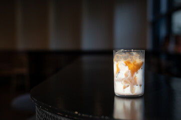 glass of coffee with milk on the table