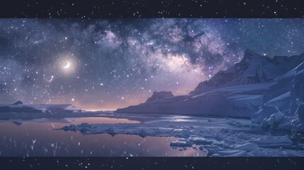 Fototapeta premium Milky Way over Snowy Mountains
