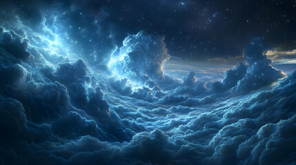 Obraz premium Starry Sky Above Clouds, night sky, stars, starry night, celestial, astronomy