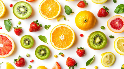 Fresh Fruit Pattern, fruits, healthy food, background, design, kiwi