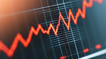 Fototapeta premium Dynamic Stock Market Graph with Red Trend Lines