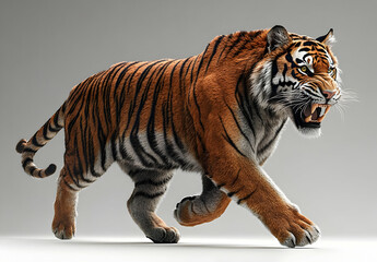 Obraz premium Roaring Tiger Walking, wild, animal, predator, stripes, fur