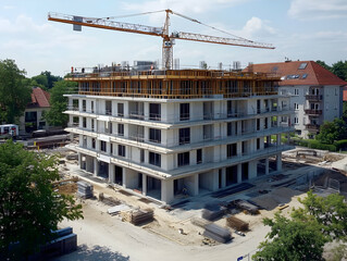 Construction Site Aerial View, Building, Architecture, Crane, Apartment Building, Residential Building