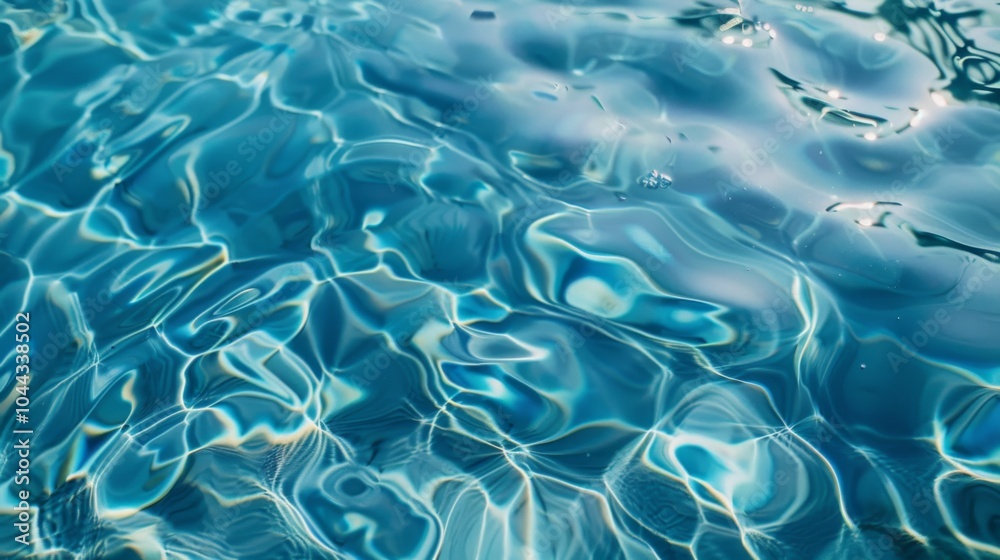 Wall mural an abstract close-up of sunlit ripples on blue water, creating a tranquil and mesmerizing pattern th