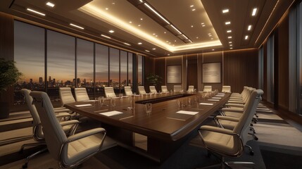 Modern Conference Room with City View