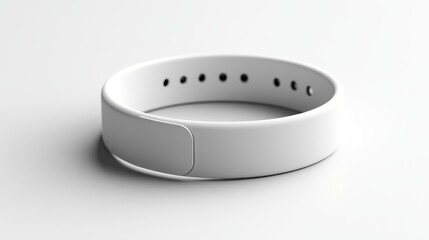 White silicone wristband mockup for branding advertising and product design with multiple holes isolated on white background. Perfect for showcasing logos slogans or text engravings.. Generative AI