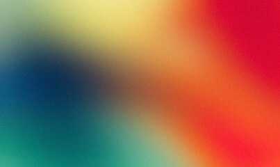 Smooth color flow grainy backdrop design, abstract rainbow color red green yellow orange teal color wave noisy light pastel vibrant gradient, cover, banner, poster