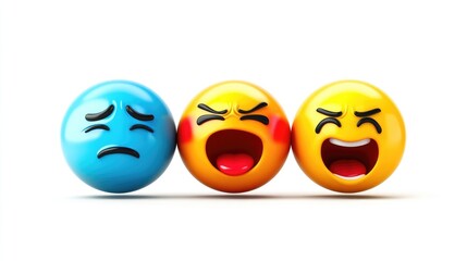 Combination of Emoji Faces Displaying Various Emotions