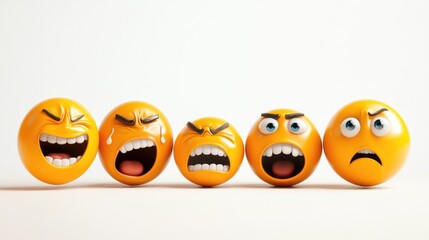 Obraz premium Group of Emoji Faces Showing Extreme Emotions