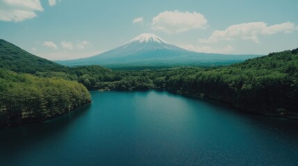 Scenic View of Mountain and Lake in Nature