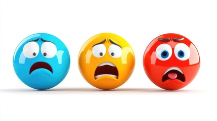 Naklejka premium Colorful Emoji Faces Expressing Various Emotions